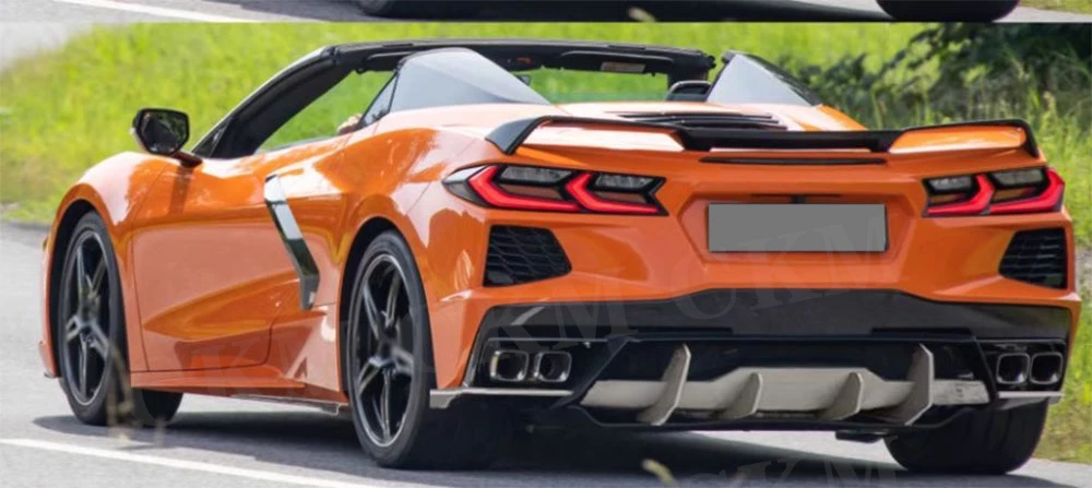 ألياف الكربون الجانب الجناح المصد الخلفي الخائن زعانف لشروليه كورفيت C8 2020-2021 سيارة الخلفي المضادة للخدش الجنيحات FRP