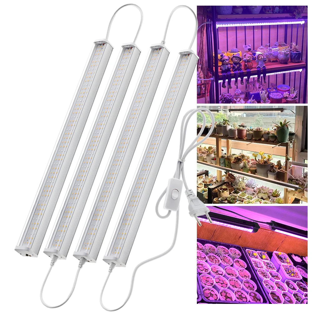 Full Spectrum LED Grow Light, Plant Growing Lamp, Barras para plantas de interior, Hidroponia Mudas, Sol, AC100-265V, 4000K, 780nm