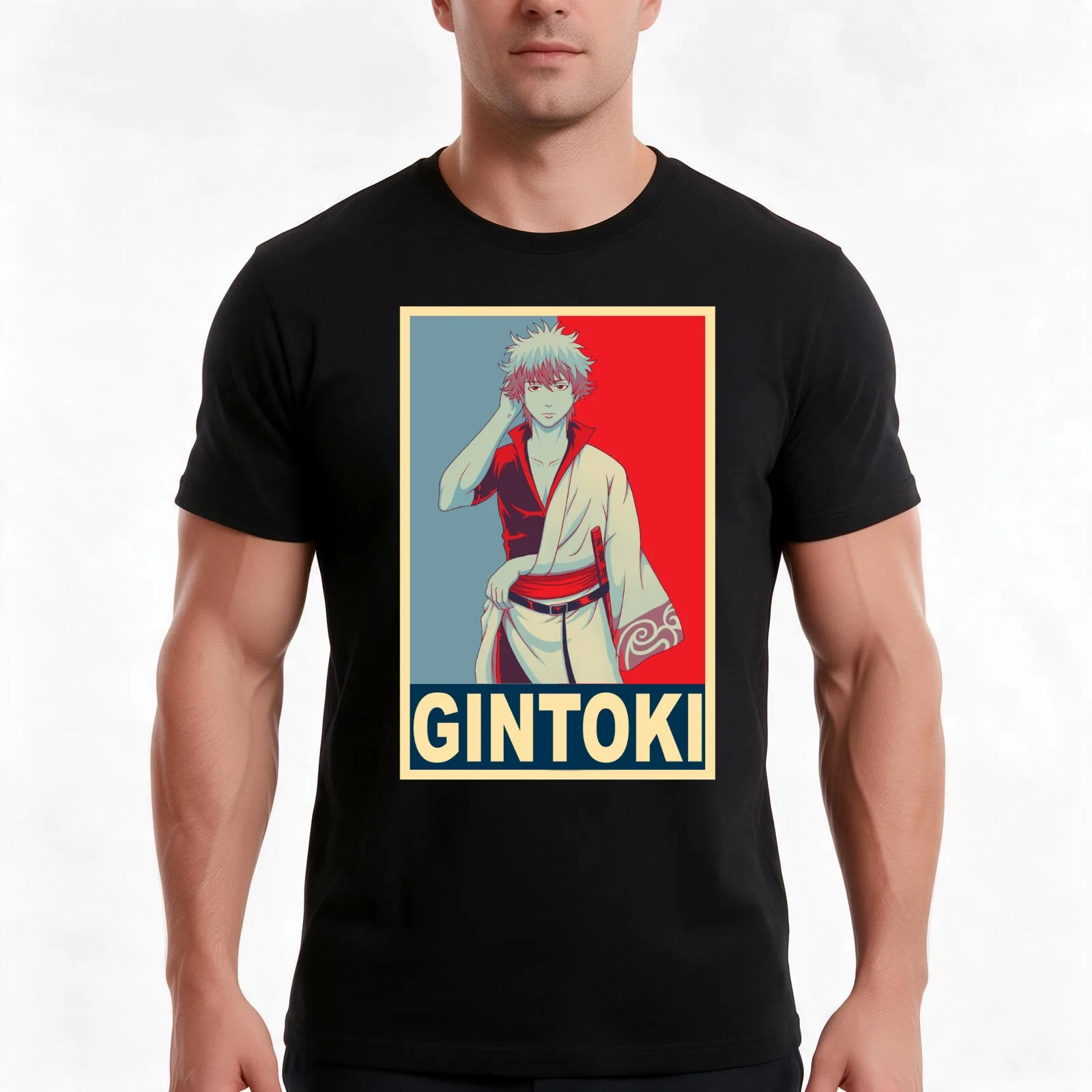 Gintoki Sakata Poster T-Shirt Summer Casual Cotton Tee Oversized Streetwear Tops Vintage Graphic Print Unisex Men Women
