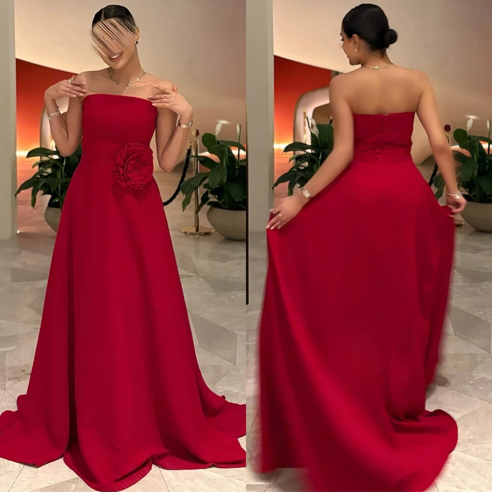 

Customized Fashion Jersey Evening Dress Fashion Sweep Train Strapless Prom Dresses Delicate Strapless Special Occasion Gowns