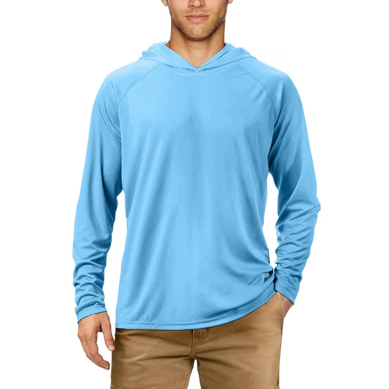 Fishing Suit Summer Long Sleeve Hooded Slim Fit UV Protection Clothing For Men Outdoor Hiking Mountaineering Skin Clothing