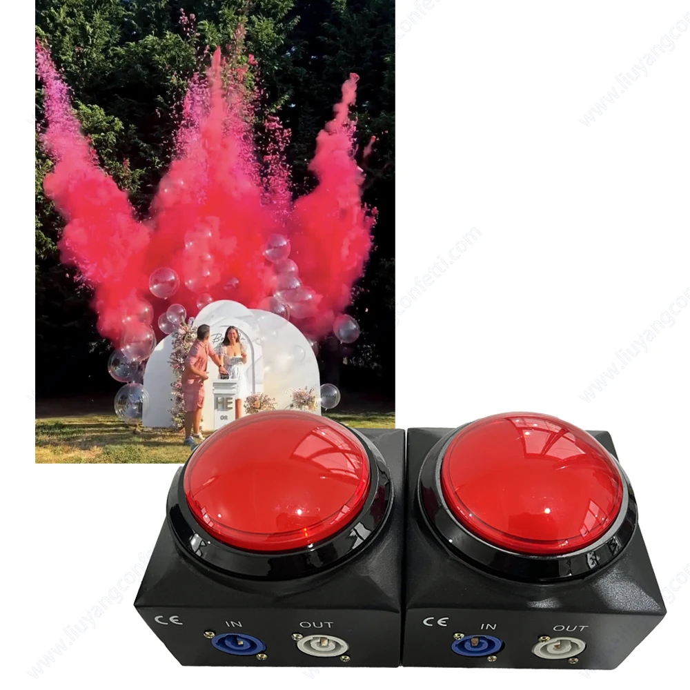 

Red Push Button Parents-to-be Powder Blaster Kit Wired Power Controller Eco-Friendly Gender Reveal Shooter Boy or Girl Party FX