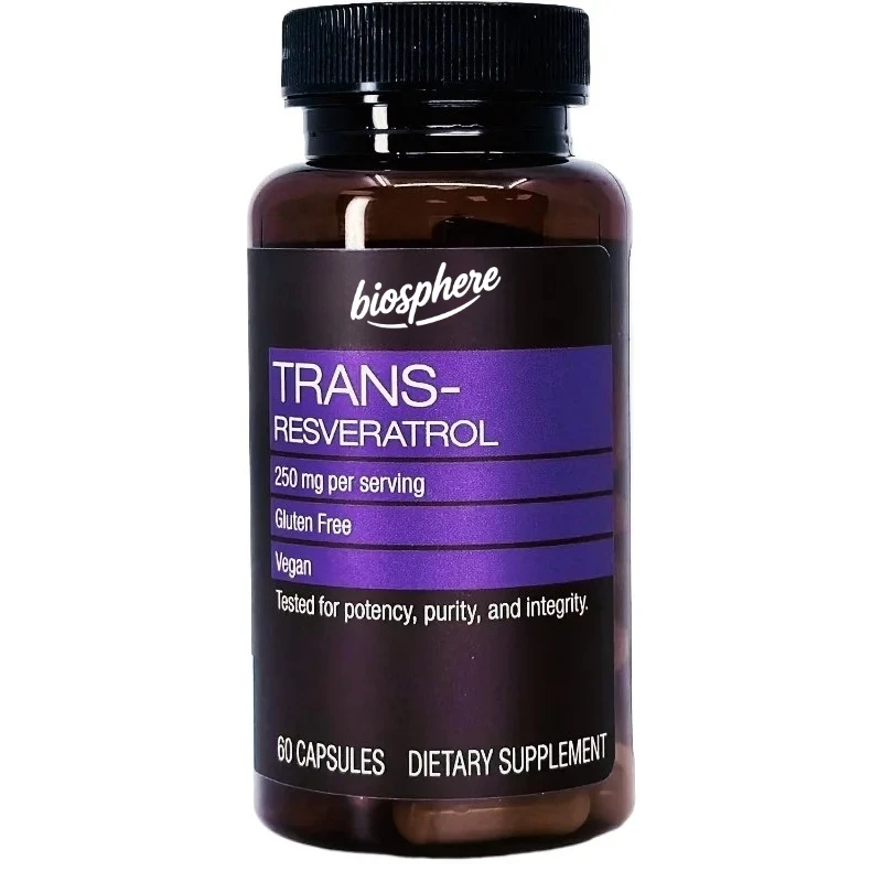 Trans Resveratrol 250mg, 60 capsules, 2 months supply, vegan anti-aging supplement