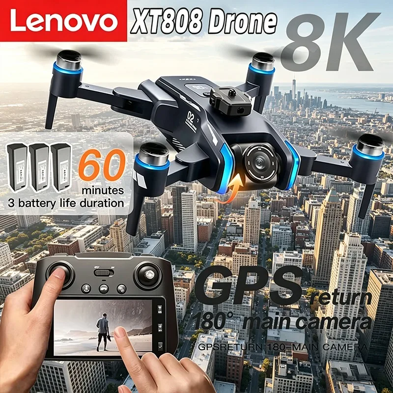 

Lenovo XT808 GPS Drone 4K Professional HD Dual Camera Dron Brushless Motor 5G WIFI FPV Foldable RC Quadcopter Helicopter Toys