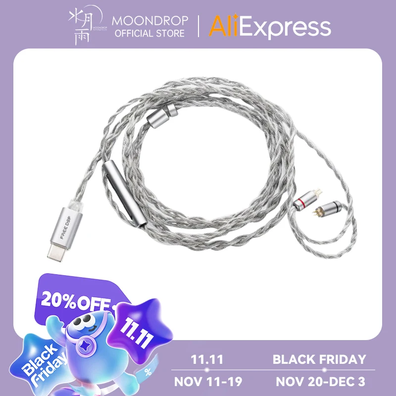 MOONDROP FREE DSP USB-C Cable de actualización de auriculares Salida de audio totalmente equilibrada Línea de auriculares intrauditivos