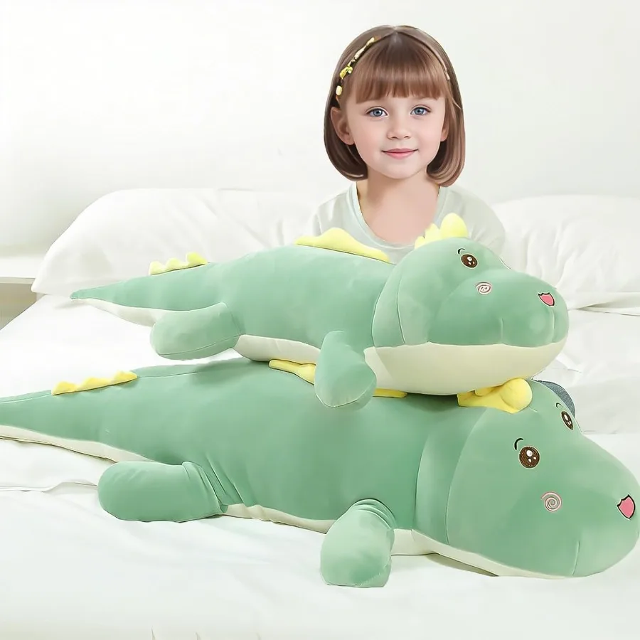 32개의 거대한 공룡 봉제 인형 베개 부드러운 등받이 쿠션 귀여운 봉제 동물 인형 녹색 소년 생일 부활절 선물로 이상적