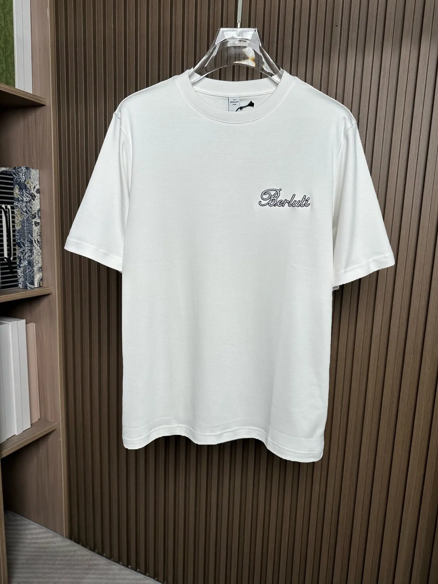 Bri letter embroidery casual old money wind pure cotton round neck short-sleeved T-shirt