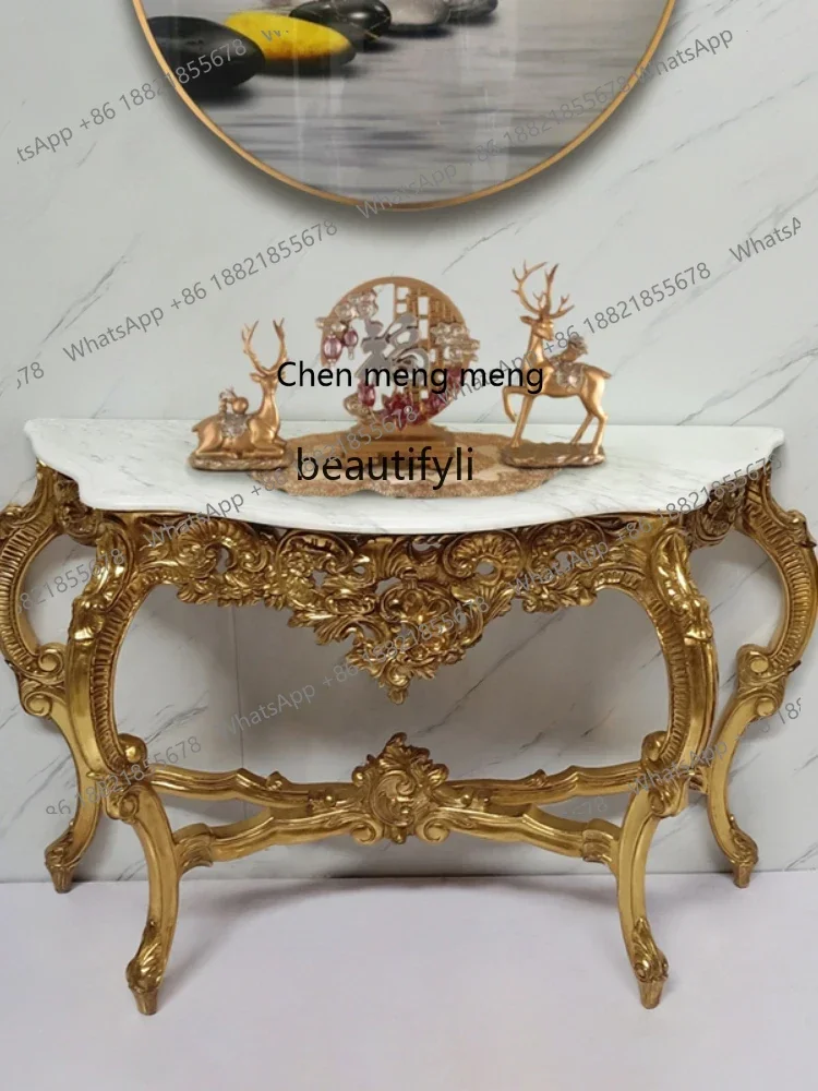new HJ-Marble Console Tables, Aisle Wall Curio Cabinet, Luxury Carved Console, Long Narrow Table ss 26