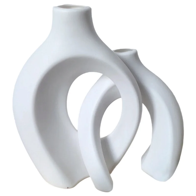 【RECOMMEND】Vase Set Of 2 Nordic For Modern Plastic Hollow Flower Vases, Imitation Design For Modern Home Decor For Livin