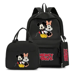 3Pcs/set Disney Mickey Mouse Backpack Cartoon Bookbag with Lunch Bag for Teenagers Boy Girl Schoolbag Comfortable Travel Sets