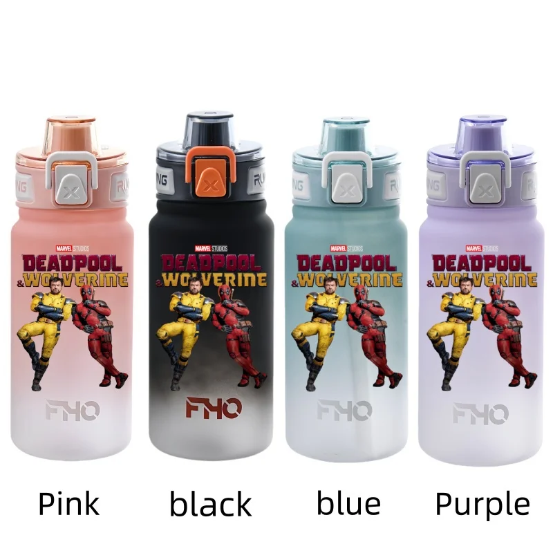 750ML  Deadpool & Wolverine Anime Water Cup Portable Children's  Plastic Outdoor Sports Large Capacity Anti-drip Water Bottle