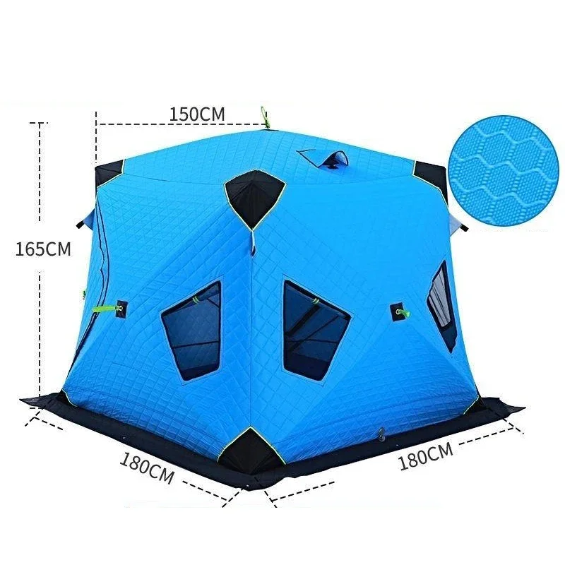 Outdoor Hexagon hub tent portable up custom cube hiking insulated ice fishing tent 6 person winter camping hot tent