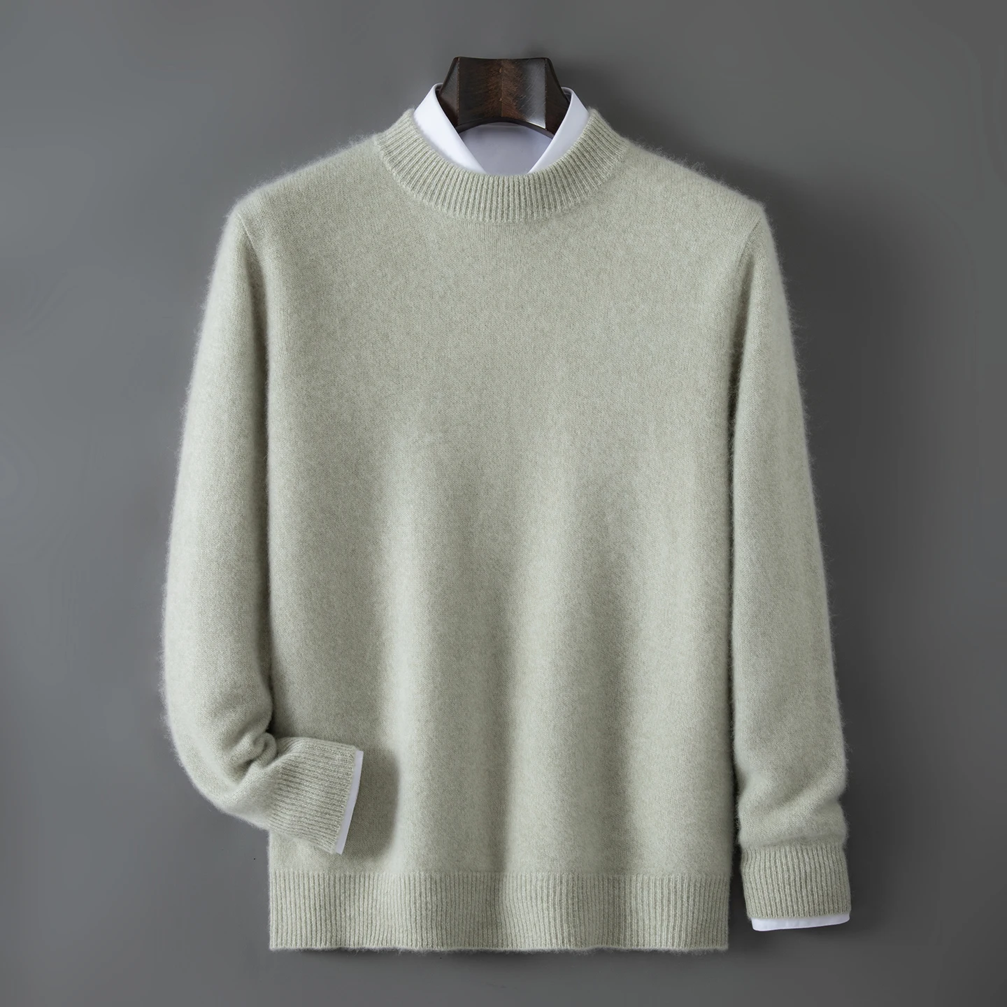 100%Pure Goat Cashmere Sweater Men's Semi-High Neck Thick Warm Pullover High Quality Casual Loose Knitwear Winter Cashmere Shirt