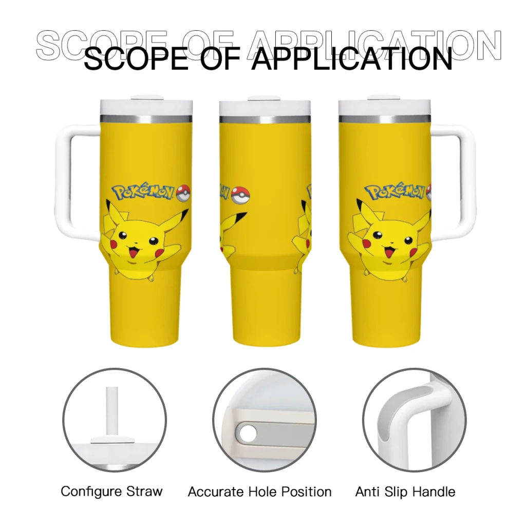 Pokemon 40 Oz Ultimate Tumbler with Handle and Straw Vacuum Insulated Tumbler