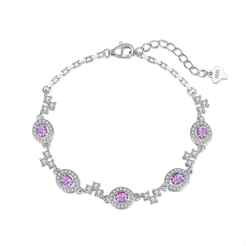 

Natural Peridot Amethyst Garnet Citrine Topaz 925 Sterling Silver Bracelet for Women Women Birthday Jewelry Gift 15+3cm