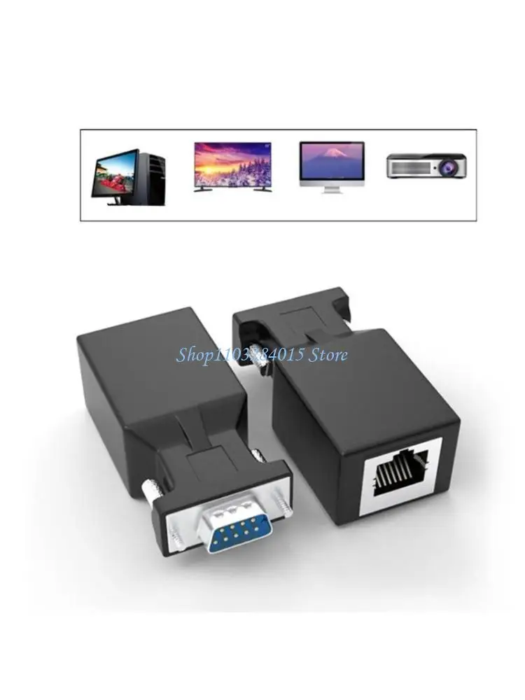R6FF 9 RS232 to RJ45 Ethernet Adapter 9 to RJ45 Converters Compatible for Standard 9Pin Devices up to 65Feet Transmission