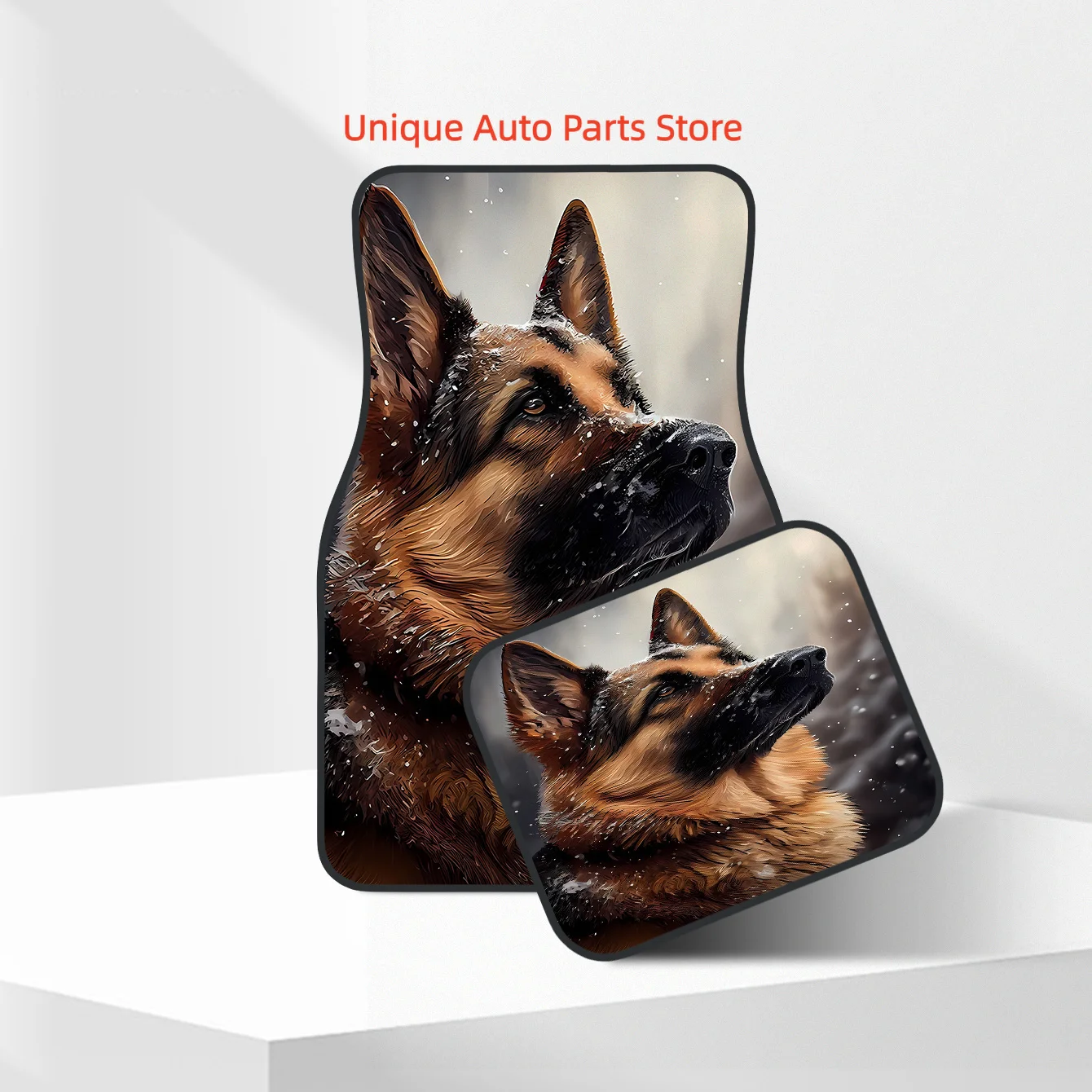

2D, 4pcs Car Mat Set, Featuring a German Shepherd Style Print, Easy to Clean, Suitable for Stylish Car Interior Protection for C