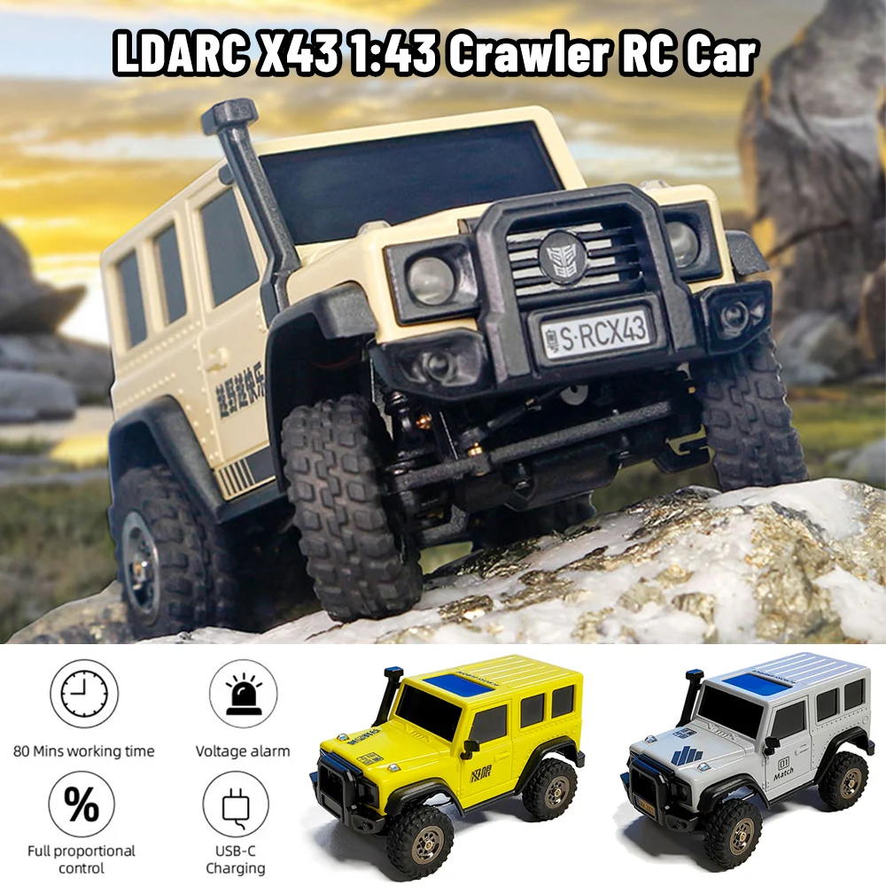 LDARC X43 1/43 Remote Control Climbing Off-Road Vehicle RTR Version Can Controllable Headlight Electric Desktop Car Toy