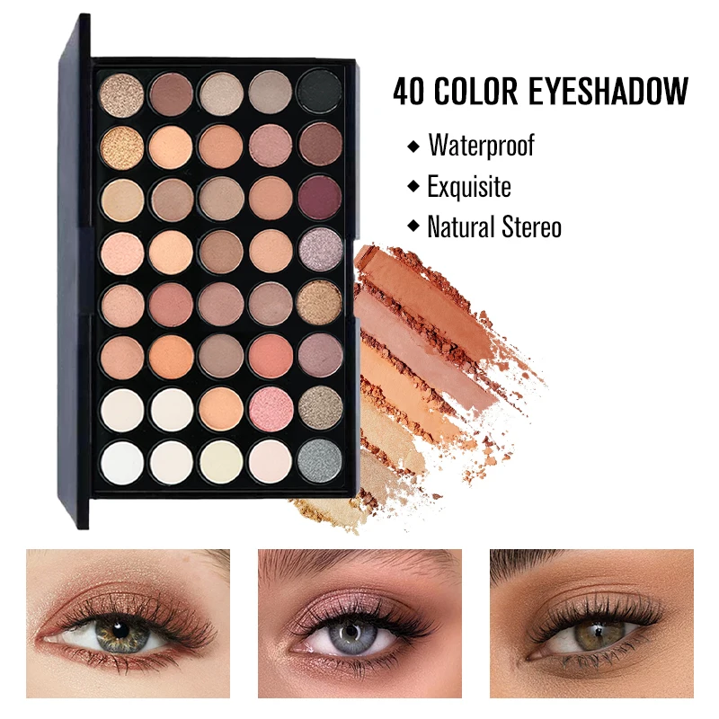 40 Color Eyeshadow Palette with Brush Set Festive Makeup Tray Mother's Day Gift,Christmas Brithdat Gift
