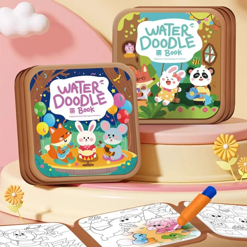 Avec stylo livre de dessin à l'eau réutilisable multi-scènes livre de coloriage réutilisable bricolage conception livre de dessin magique à l'eau propre