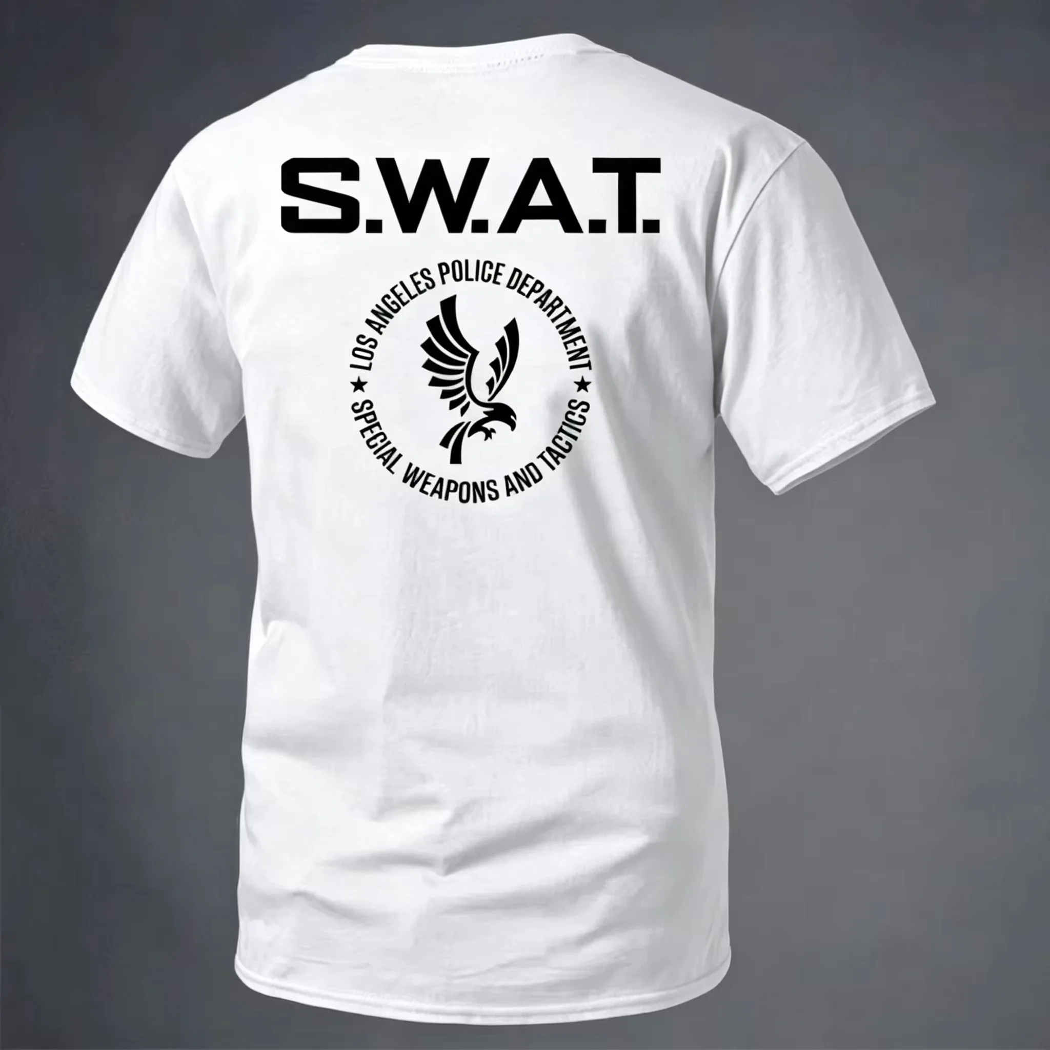 2026 New Tactical Family Matching Unisex Oversized Streetwear T Shirt SWAT Los Angeles Police Badge Graphic Short Sleeve Tee
