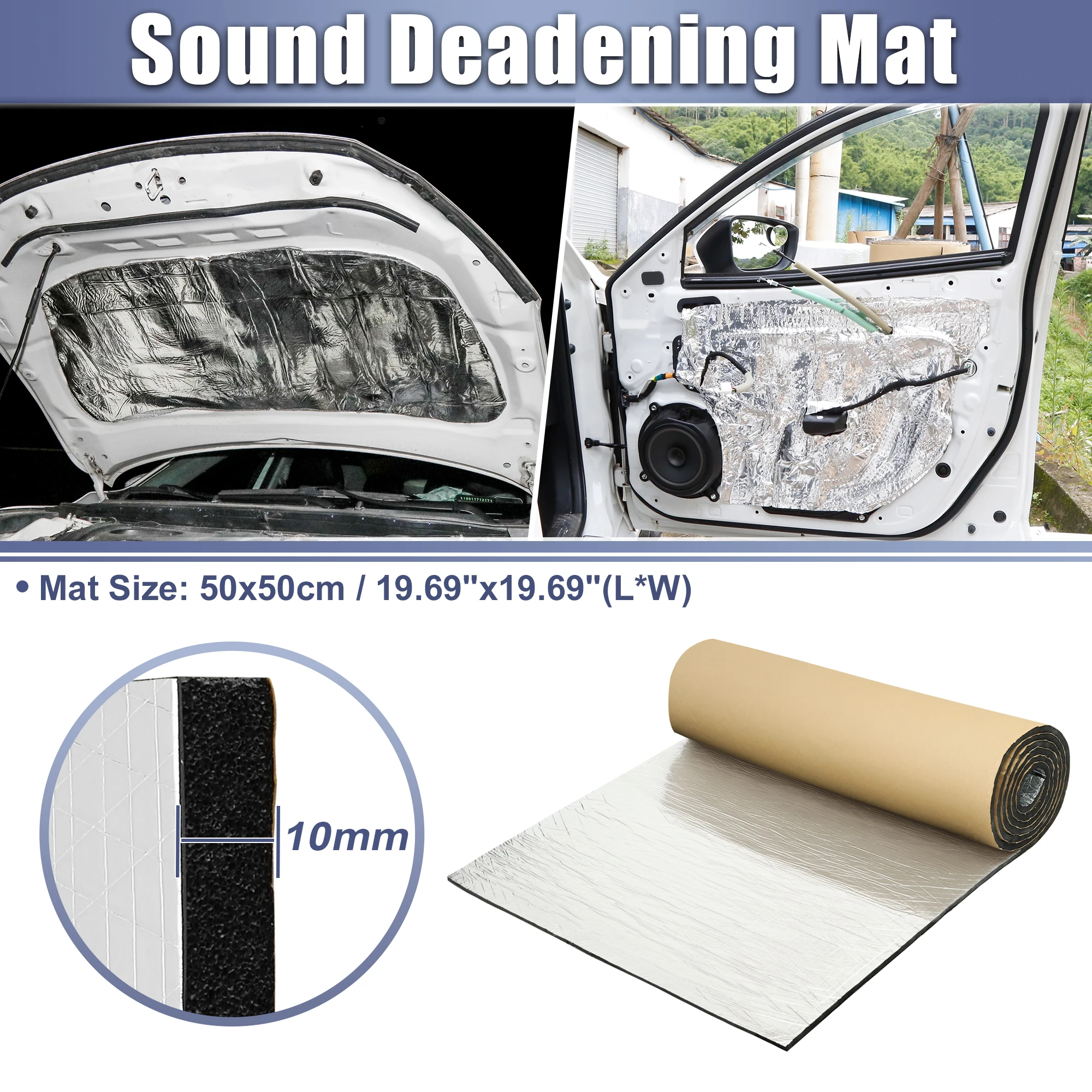 

UXCELL Car Sound Deadening Mat Aluminum Foil Heat Shield Material Damping Universal for Hood Fender and Boat Engine Cover