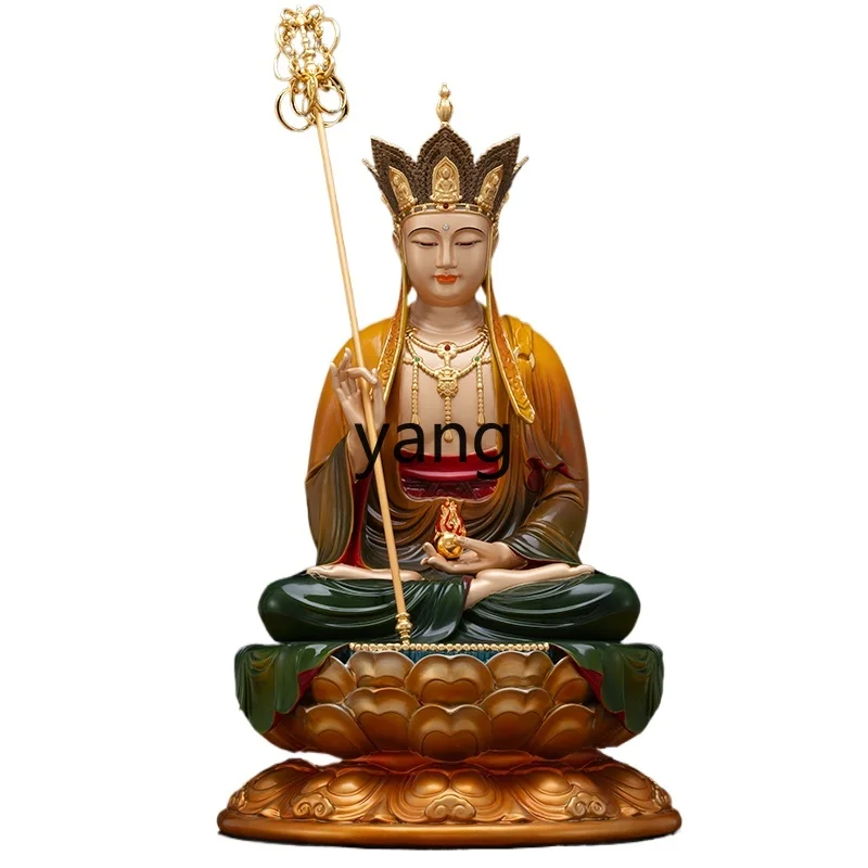 CX Jizang King Bodhisattva statue pure copper painting craftsmanship Sansheng bronze statue home offering