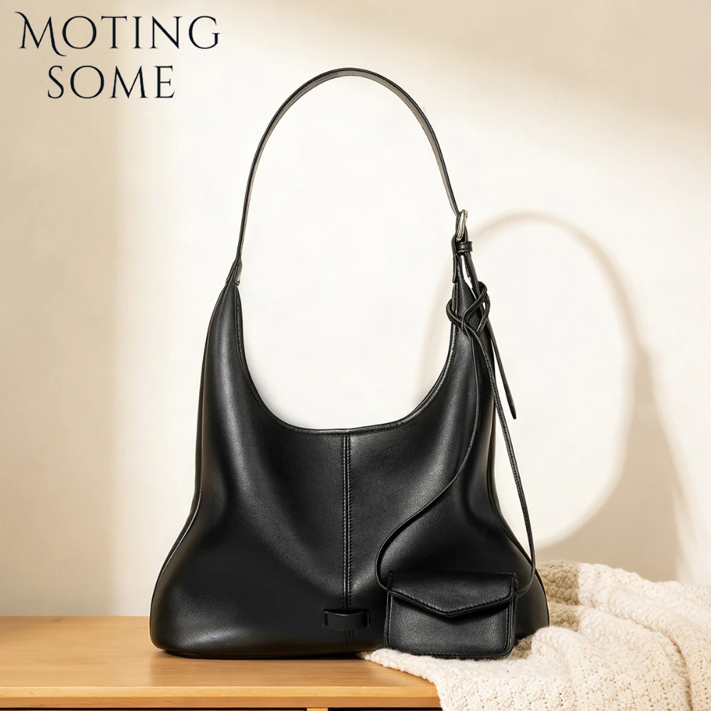 

MOTINGSOME Quality Genuine Leather Handbags Woman Shoulder Tote Spring Cow Leather Handbag and Purse Fashionable Messenger Hobos