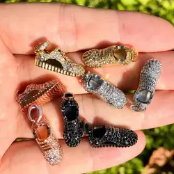 5 Pcs Sneaker Charms Cubic Zirconia Paved Pendant for African American Black Woman  Bracelets Necklace Jewelry Making