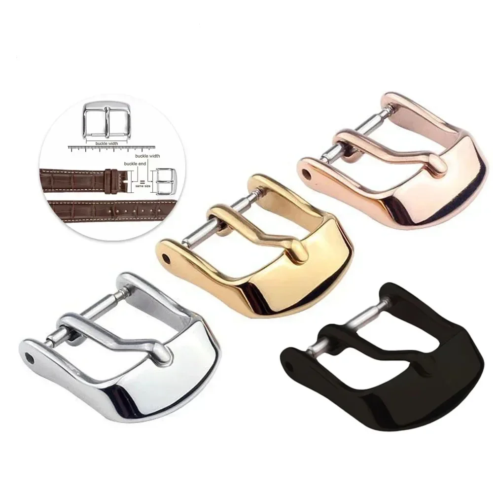 Stainless Steel Watch Buckle for Leather Strap Duck Tongue Clip Pin Buckle 8/10/12/14/16/18/20/22mm Silver Gold Strap Buckle