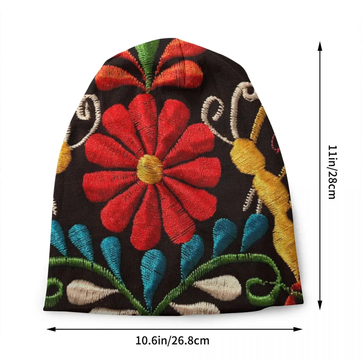 Mexican Butterflies And Flower Pattern Beanie Cap Unisex Winter Bonnet Knitting Hats Outdoor Otomi  Art Skullies Beanies Caps