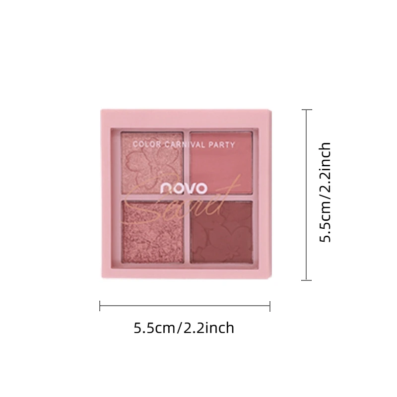 Palette di ombretti a 4 colori: toni opachi e morbidi, lunga durata, trucco occhi, fard, contorni completi e tridimensionali
