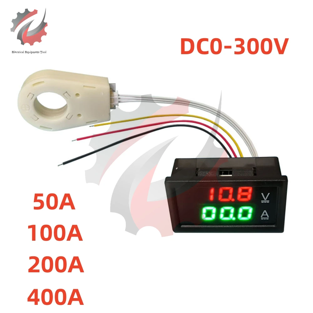 DC0-300V 50A 100A 200A 400A LED Digital Hall Voltmetro Amperometro Batteria Monitor Tensione Tester Isolato Corrente 12v 24v Auto