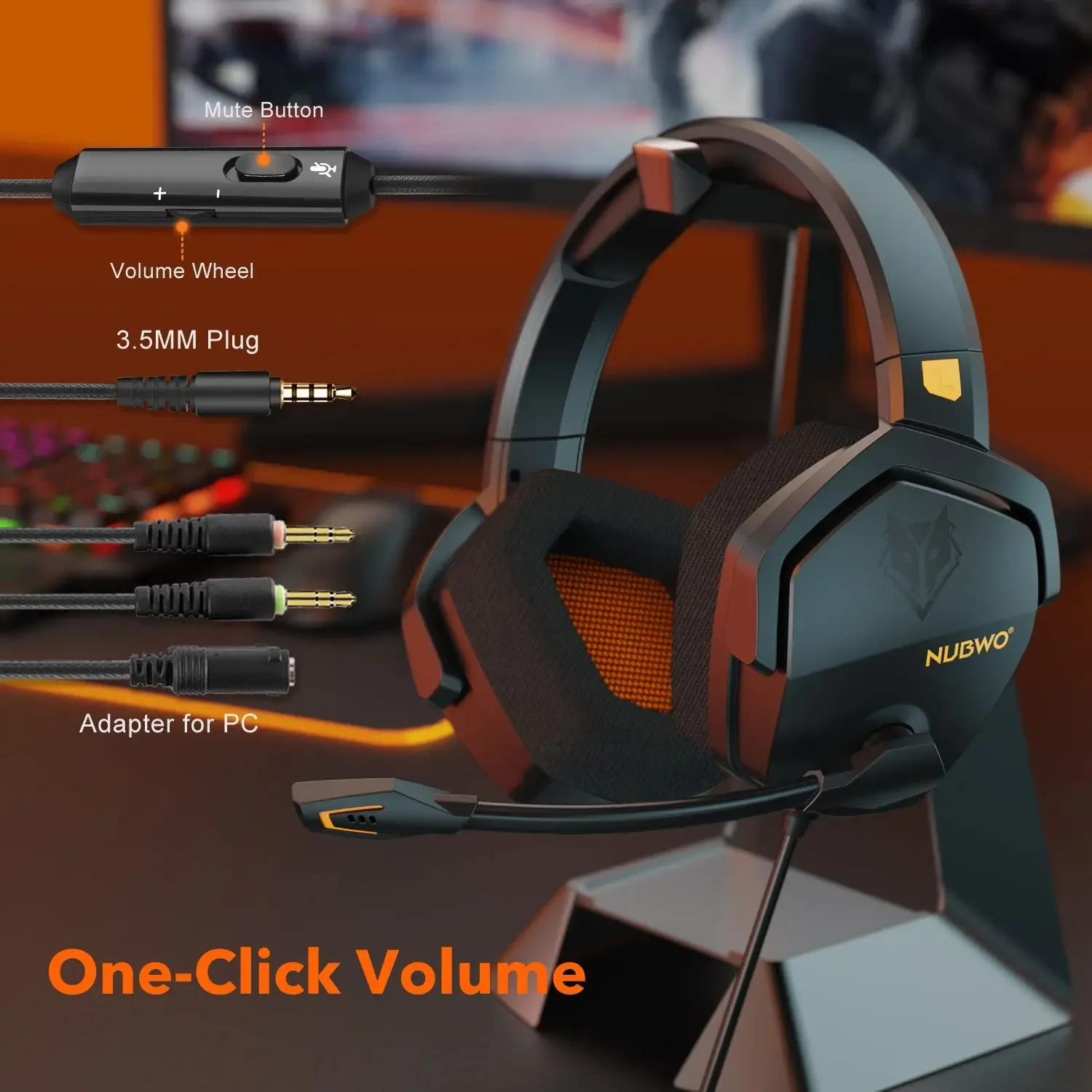 NUBWO N16 Gaming Headset Noise Canceling Mic Stereo Comfortable Design for PS5, PS4, Xbox One, Switch, PC, Laptop, and Mac