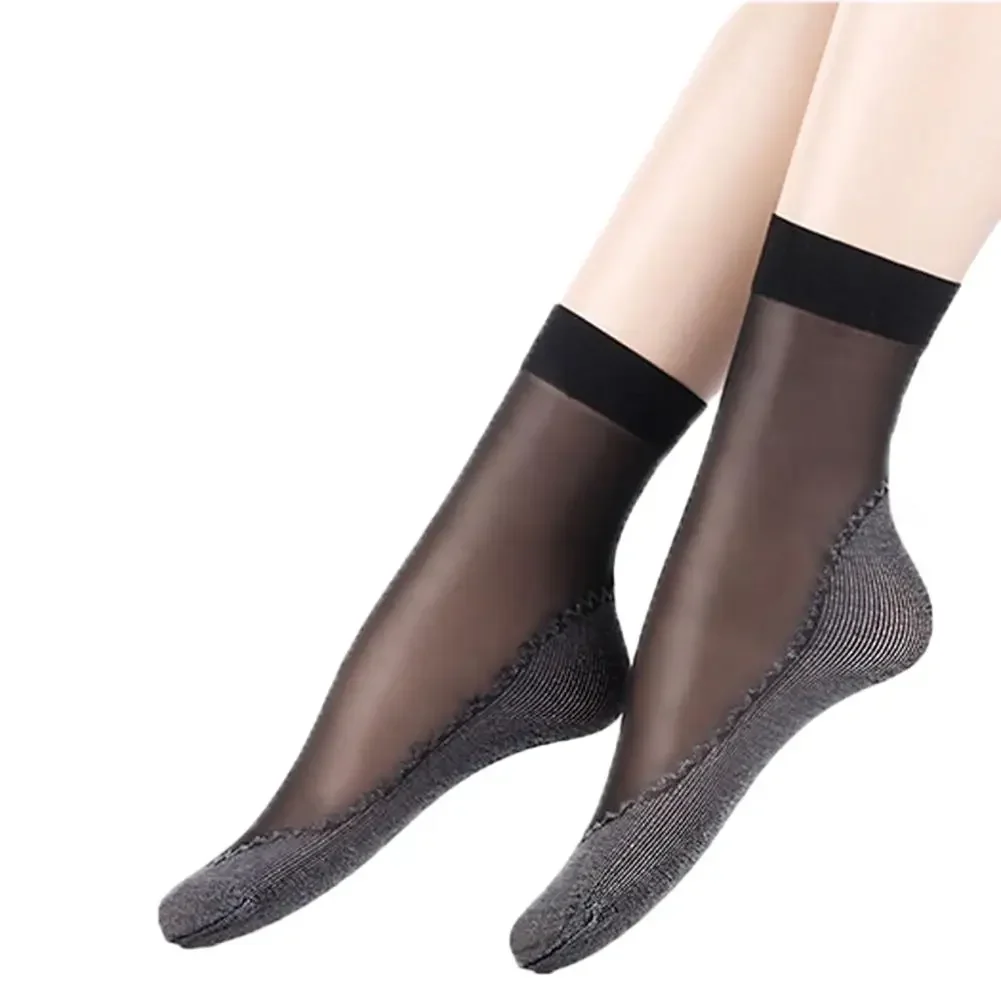 Spring Summer Women Soft Velvet Transparent Silk Socks Non-Slip Ladies Ultra Thin Breathable Women's Non Slip Bottom Panel Sock