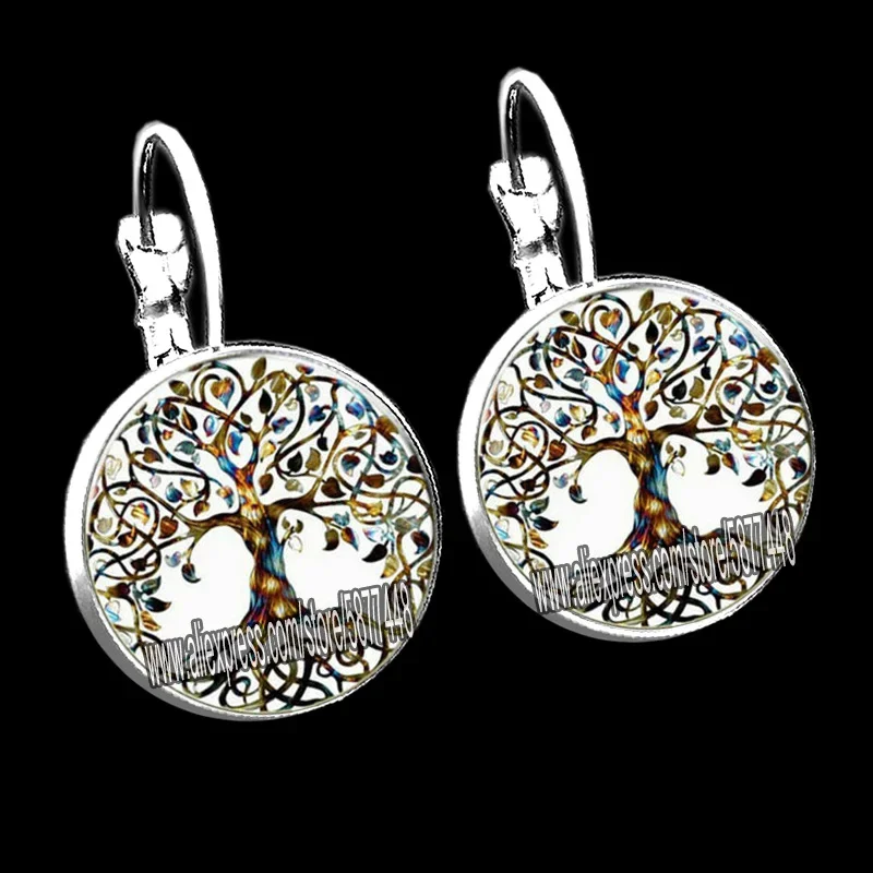 Earrings for Women Fashion Jewelry Butterfly Stud Earrings Zinc Alloy Sunflower Jewelry Glass Tree of Life and Wolf Earring