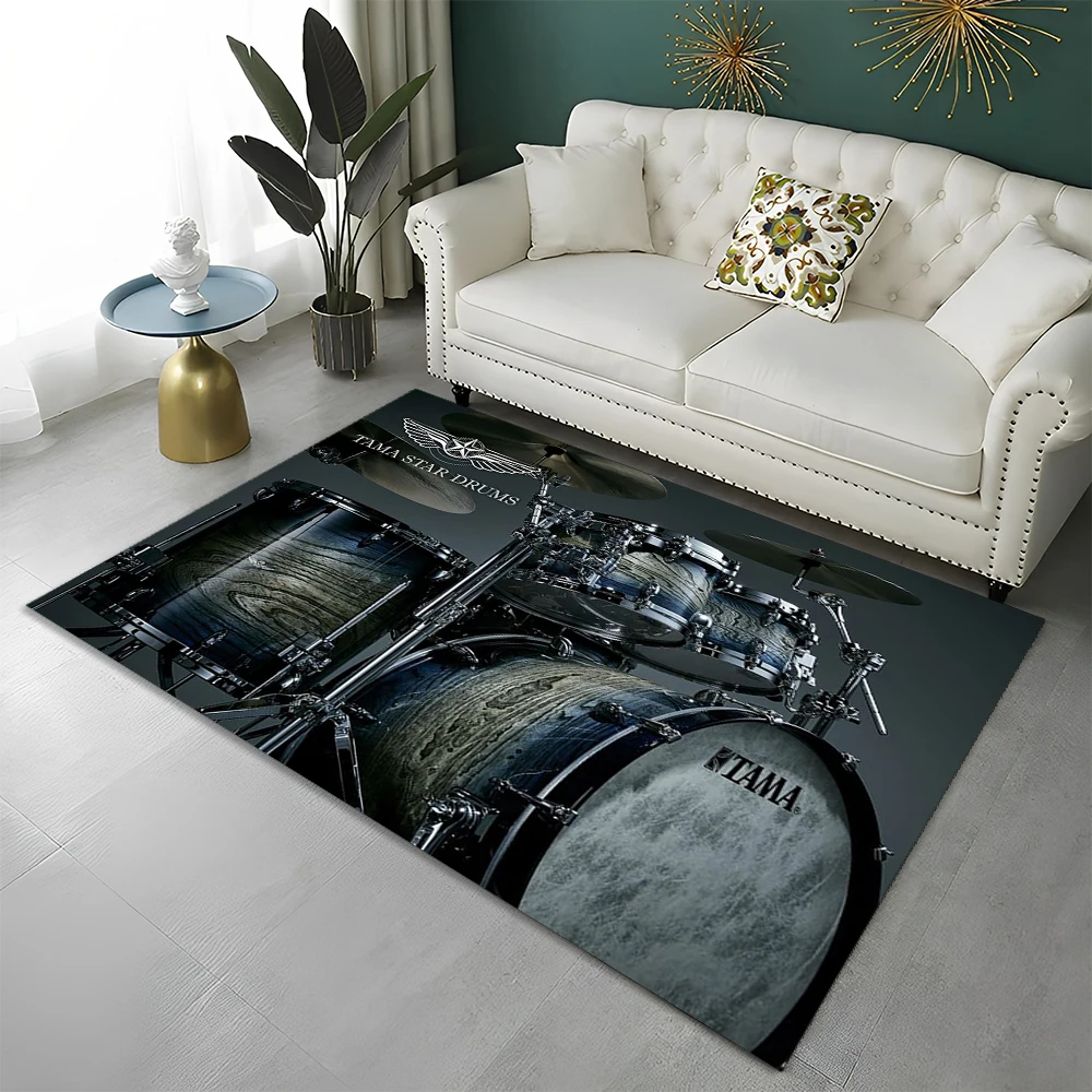 Music Instruments Drum Kit  Drum Set Carpet Rug for Home Living Room Bedroom Sofa Doormat Decor,kids Area Rug Non-slip Floor Mat