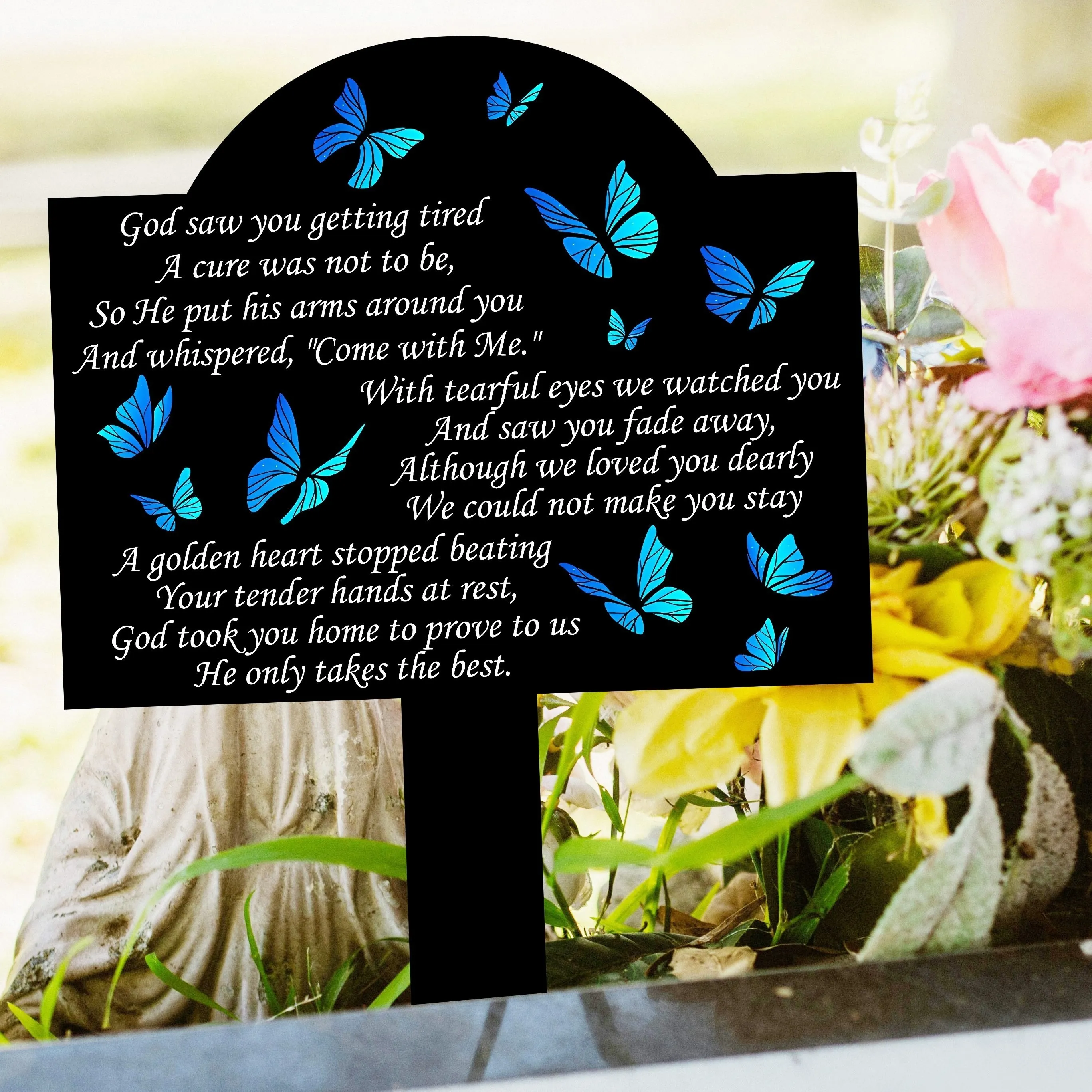 2D Flat  Classic  -Style Butterfly Memorial Stake for Thanksgiving - a Ground-Mounted Garden Decoration, Monuments