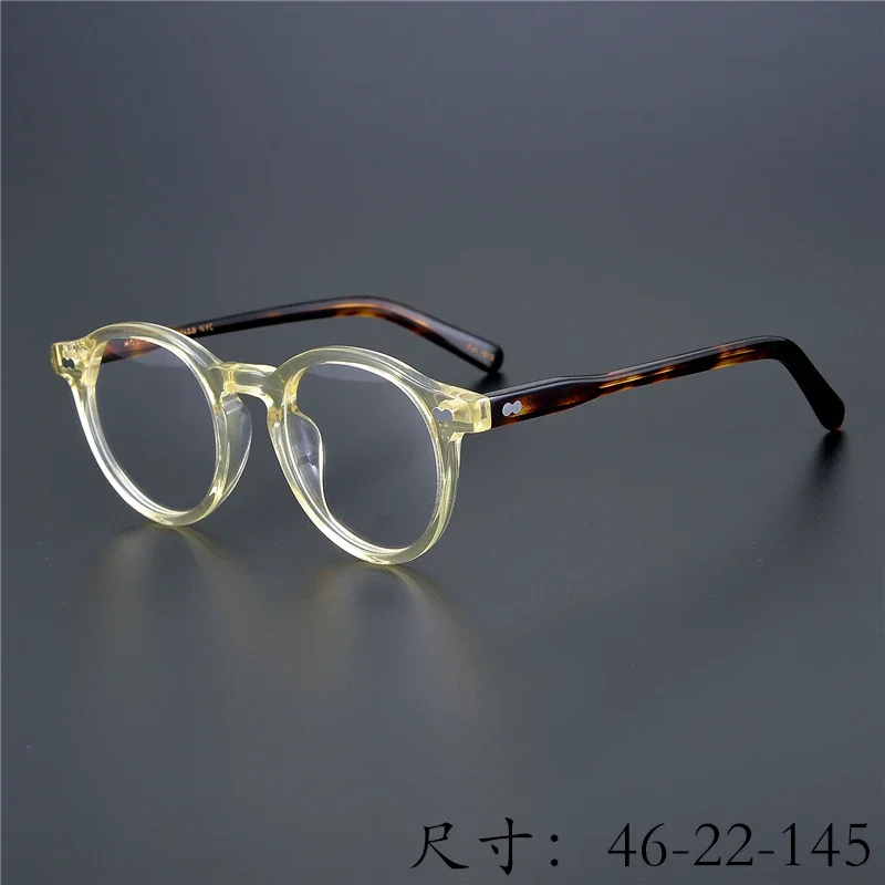 Original Quality Limited Edition Vintage Solid Acetate Eyeglass Frame MILTZEN Handcraft Unisex Retro Round Design Engraved Logo