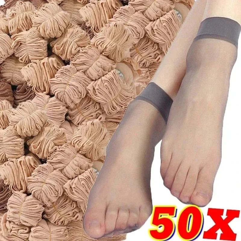 

10-50 шт. прозрачные тонкие носки женские черные ультратонкие чулки женские сексуальные короткие носки с кристаллами нейлоновые нескользящие Meias