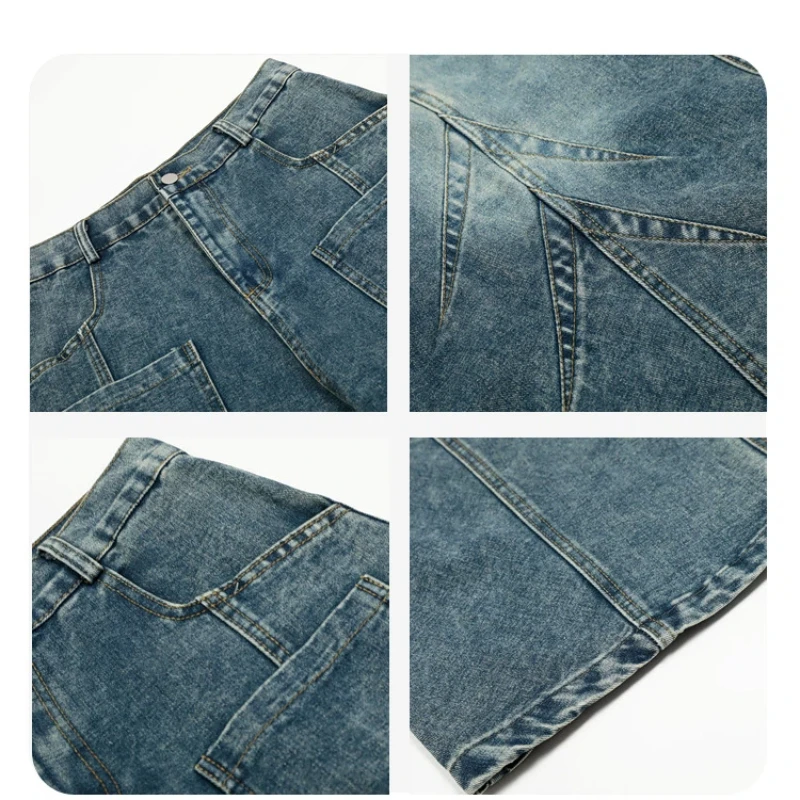 جديد ربيع الخريف الدنيم بانت الرجال الرجعية غسلها المتعثرة منحني سكين الجينز الرجال الهيب هوب بنطال ذو قصة أرجل واسعة سراويل جينز الرجال