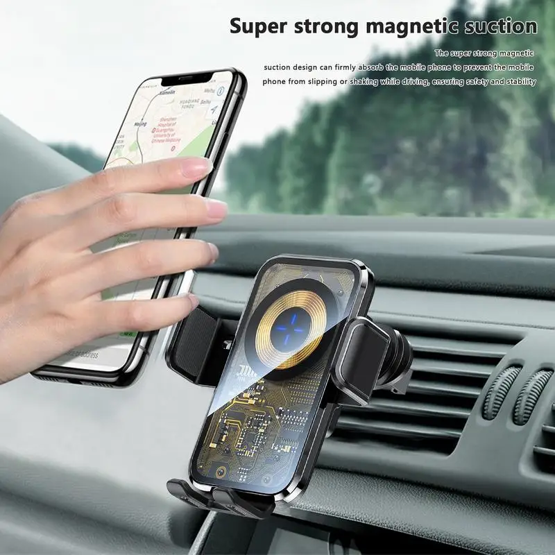 

Беспроводное автомобильное зарядное устройство 15 Вт, магнитный автомобильный держатель для телефона, подставка, вентиляционное отверстие для смартфона Type-C, станция быстрой зарядки