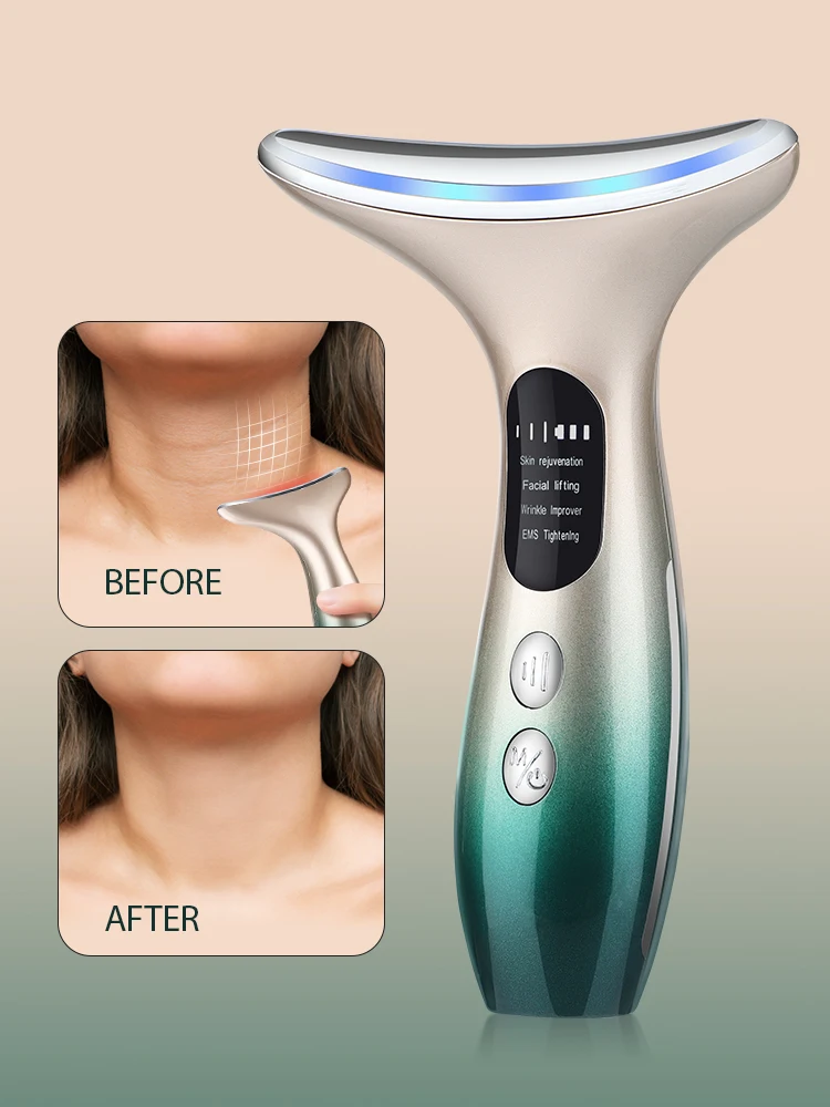 EMS مايكرو الحالي الرقبة جهاز تجميل الوجه LED IPL تجديد الجلد تنظيف إزالة الذقن المزدوجة الوجه رفع ثبات مدلك