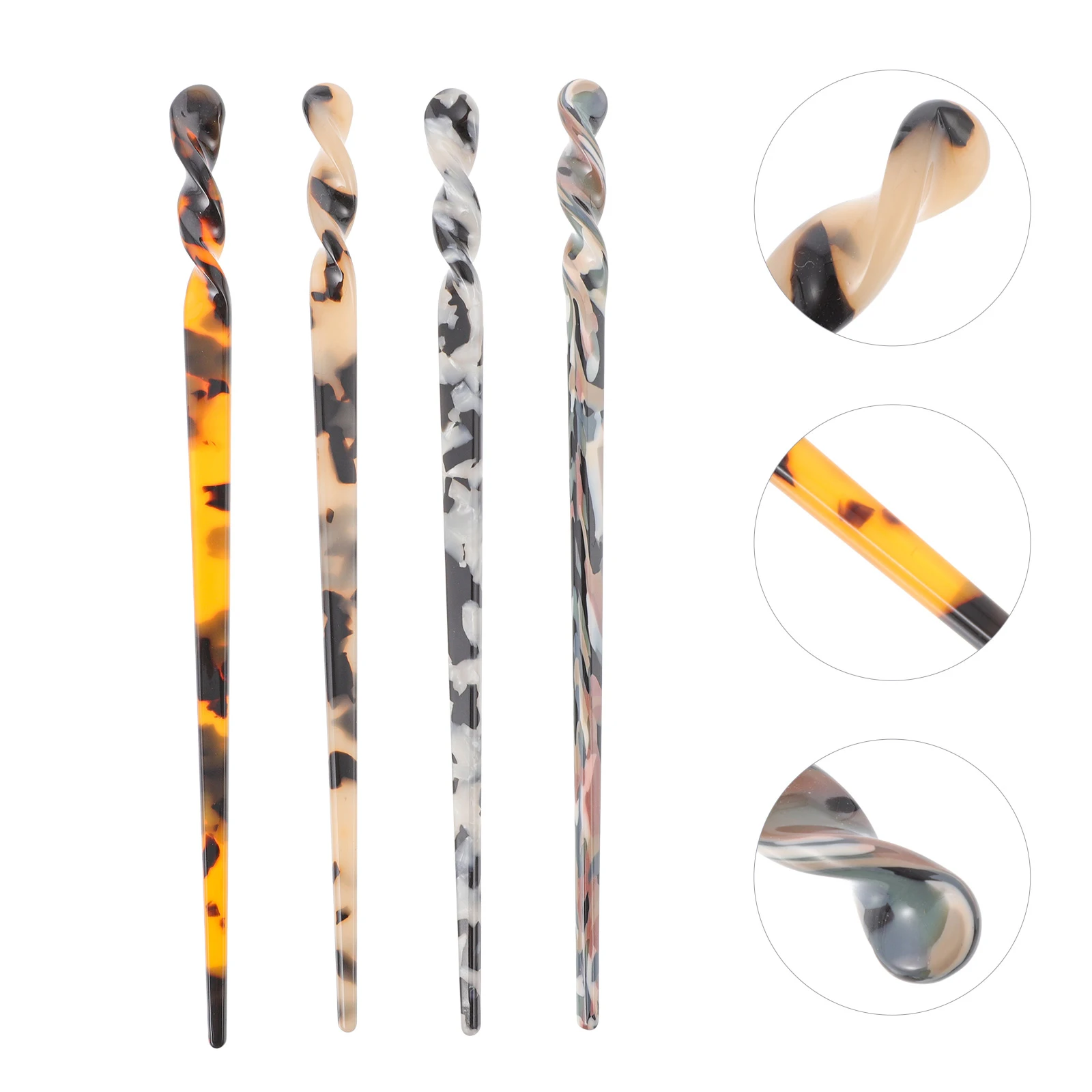 

4 шт. классические заколки для волос из смолы, декоративные палочки, прочные и прочные женские аксессуары для волос средней толщины, вечерние