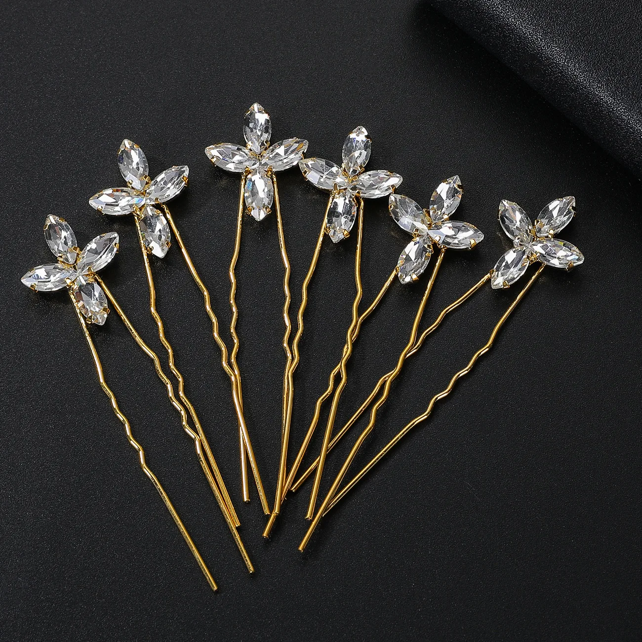 Bridal Wedding U-shaped Pin Barrette Rhinestone Hair Clips Hair Accessories Rhinestone Hair Pins Forks for Women Bride Headpiece