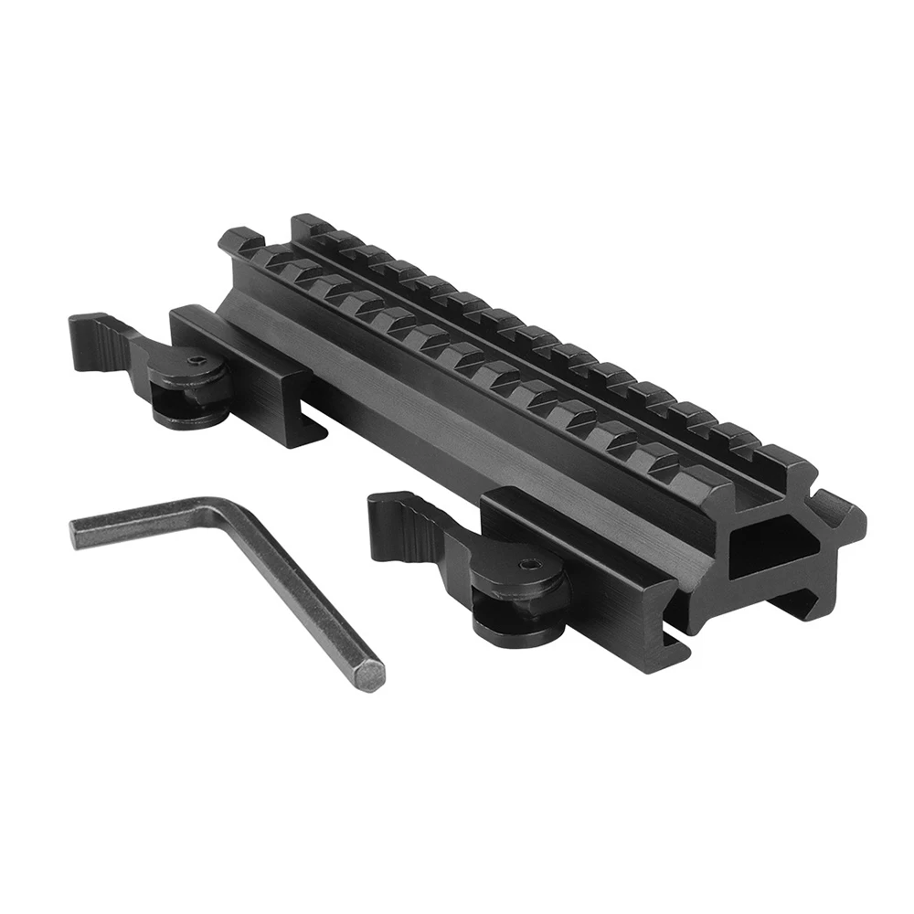 Adapter montażowy z 20 szynami dovetail na szynę Picatinny 20mm, podwyższenie Picatinny 45 stopni, dwustronna baza do montażu lunet i optyki na broń. — 2