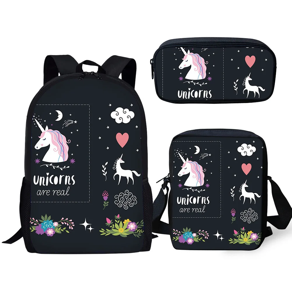 

Harajuku Youthful Rainbow Unicorn 3D Print 3pcs/Set Student Travel bags Laptop Daypack Backpack Shoulder Bag Pencil Case