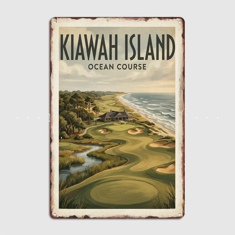 Kiawah Island Ocean Course Golf Poster Metal Posters Living Sign Indoor Outdoor Room Decoration Home Bar Decor Wall Decor