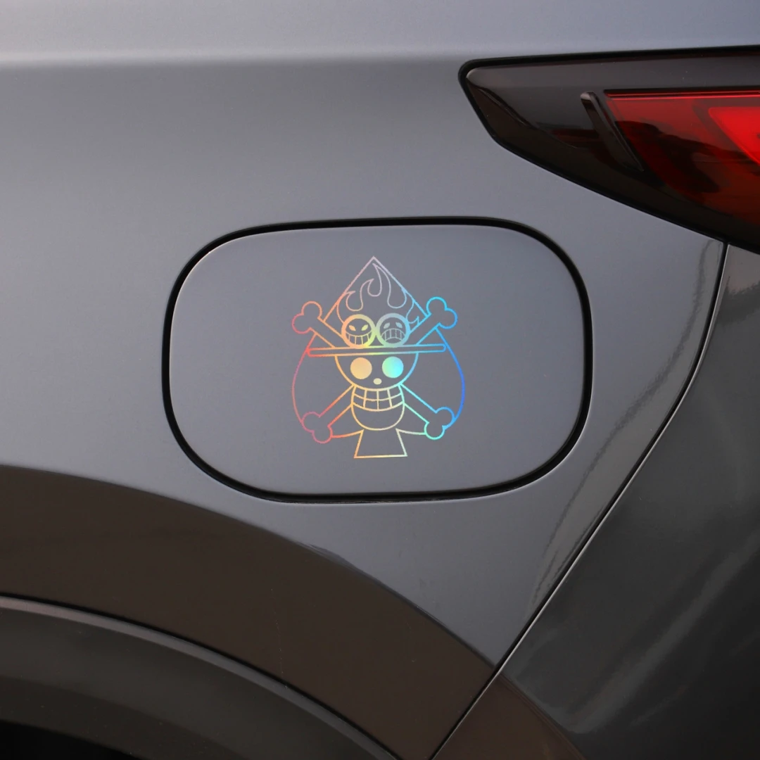 Car Stickers Portgas D Ace Spade Pirates One Piece Anime Reflective Decals For Fuel Tank Cap Cover Windshield Trunk Motorcycles