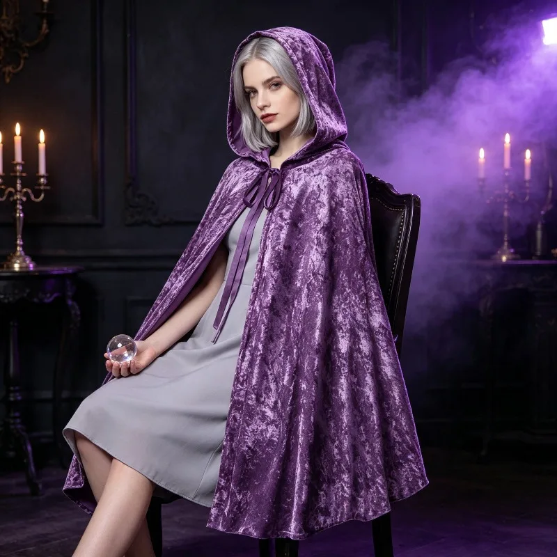 Halloween Christmas Solid Velvet Multi Color Optional Loose Cape Shawl Evening Banquet Themed Party Stage Performance Outerwear